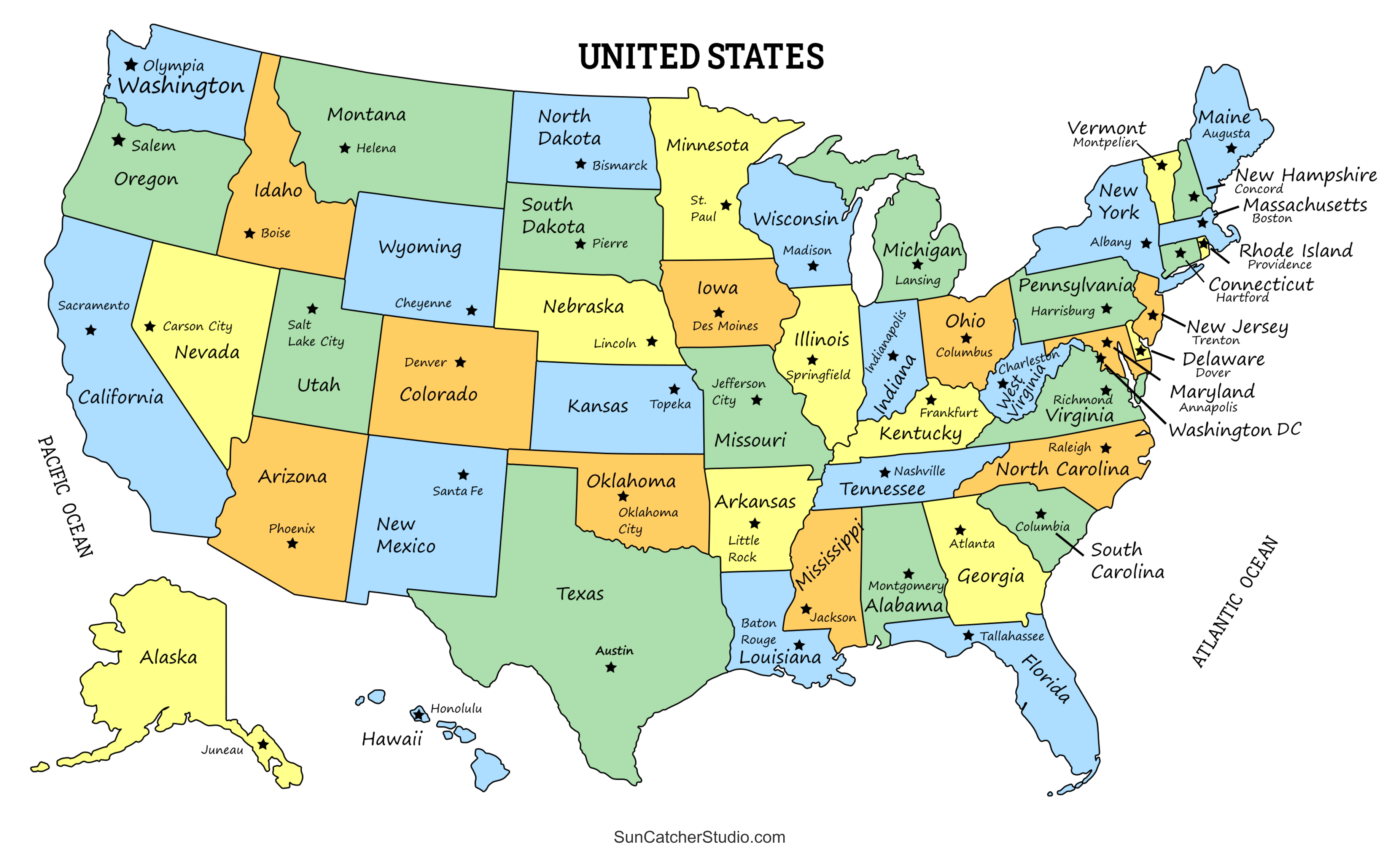 Us Map With Capitals Map Of United States With State Names And Us Map With Capitals Map Of United States With State Names And