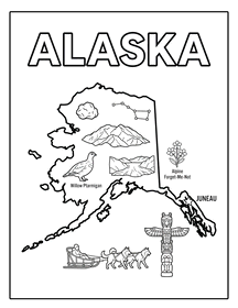 Alaska state coloring page, coloring sheet, color, coloring page, United States, printable, free, book, pictures to color, easy, children, adult, print, download, pdf.