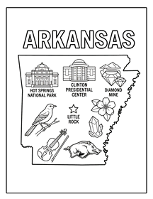 Arkansas state coloring page, coloring sheet, color, coloring page, United States, printable, free, book, pictures to color, easy, children, adult, print, download, pdf.