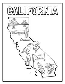 California state coloring page, coloring sheet, color, coloring page, United States, printable, free, book, pictures to color, easy, children, adult, print, download, pdf.