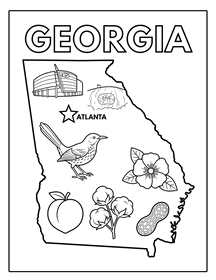 Georgia state coloring page, coloring sheet, color, coloring page, United States, printable, free, book, pictures to color, easy, children, adult, print, download, pdf.