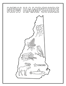 New Hampshire state coloring page, coloring sheet, color, coloring page, United States, printable, free, book, pictures to color, easy, children, adult, print, download, pdf.