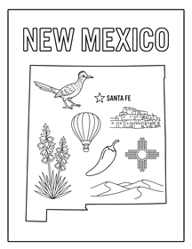 New Mexico state coloring page, coloring sheet, color, coloring page, United States, printable, free, book, pictures to color, easy, children, adult, print, download, pdf.