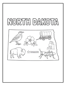North Dakota state coloring page, coloring sheet, color, coloring page, United States, printable, free, book, pictures to color, easy, children, adult, print, download, pdf.
