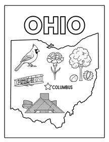 Ohio state coloring page, coloring sheet, color, coloring page, United States, printable, free, book, pictures to color, easy, children, adult, print, download, pdf.