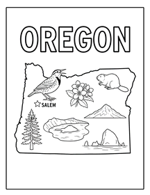 Oregon state coloring page, coloring sheet, color, coloring page, United States, printable, free, book, pictures to color, easy, children, adult, print, download, pdf.
