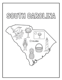 South Carolina state coloring page, coloring sheet, color, coloring page, United States, printable, free, book, pictures to color, easy, children, adult, print, download, pdf.