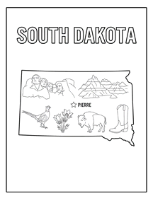 South Dakota state coloring page, coloring sheet, color, coloring page, United States, printable, free, book, pictures to color, easy, children, adult, print, download, pdf.