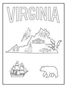 Virginia state coloring page, coloring sheet, color, coloring page, United States, printable, free, book, pictures to color, easy, children, adult, print, download, pdf.