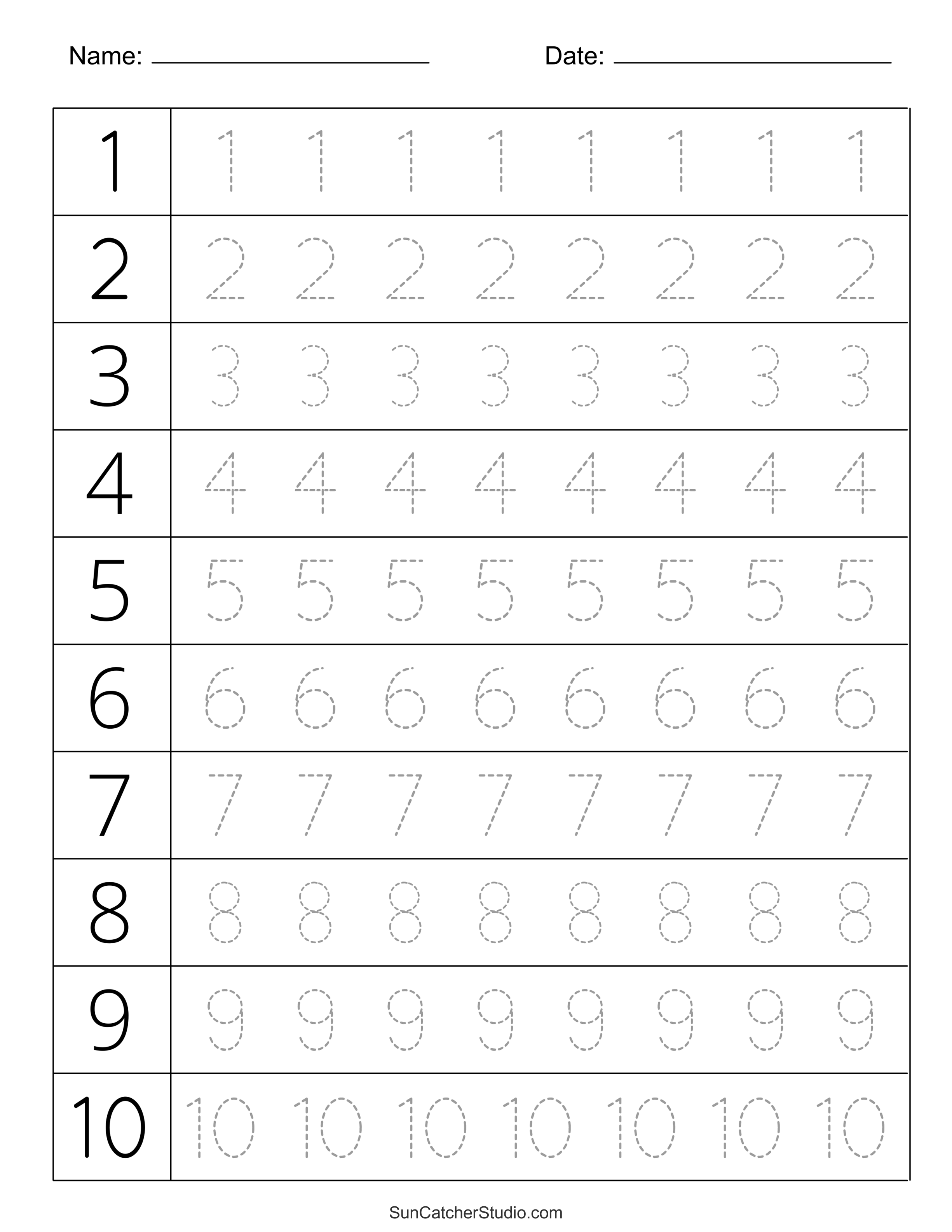 Tracing Numbers Free Printable Practice Pdf Worksheets Diy Projects