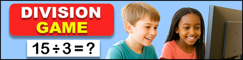 Online division game for kids. An interactive activity that helps children practice division and build essential math skills.