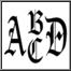 Old English (Gothic) monogram font, four initials