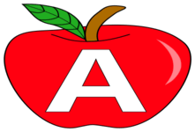 apple letter A scaled larger