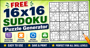 16x16 Sudoku Puzzle Generator