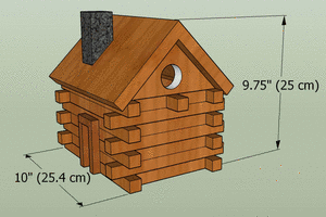 Log cabin bird house dimensions.