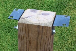 Birdhouse mountings bracket for a 4x4 wooden post.