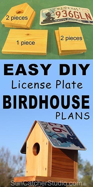 YELLOW  license plate bird house as featured in country living mag FREE S/H 