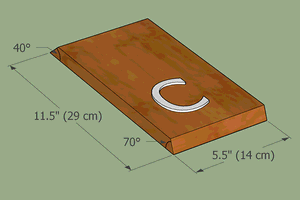 A-frame bird house plans side piece, 3D model with dimensions.