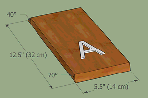 A-frame bird house plans right side, 3D model with dimensions.