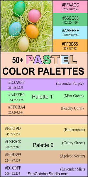 Pastel color palettes, pastel color combinations, color palettes, color schemes, eye-catching, DIY, trendy, best, popular, complementary, stylish, modern, creative, inspire, design.