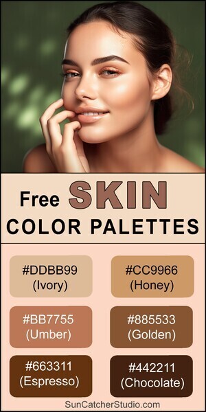 Skin color palettes, scheme, complexion, palette, ethnic skin tones, diverse skin hues, DIY, pigmentation, human skin, natural skin color, combinations, eye-catching, trendy, best, popular, complementary, stylish, modern, creative, inspire, design.
