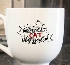 Blessed & cat obsessed. cat quotes, cat sayings, Cricut designs, free, clip art, svg file, template, pattern, stencil, silhouette, cut file, design space, vector, shirt, cup, DIY crafts and projects, embroidery.