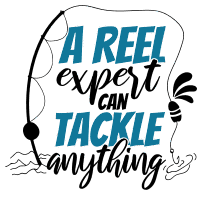 A reel expert can tackle anything. Fishing quotes, fishing sayings, Cricut designs, free, clip art, svg file, template, pattern, stencil, silhouette, cut file, design space, short, funny, shirt, cup, DIY crafts and projects, embroidery.