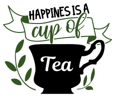 Happiness is a cup of tea. Tea quotes, tea sayings, Cricut designs, free, clip art, svg file, template, pattern, stencil, silhouette, cut file, design space, short, funny, shirt, cup, DIY crafts and projects, embroidery.