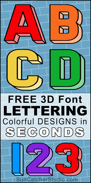 FREE printable 3D font, lettering, 3d font generator, stencils, patterns, font letters, numbers, and alphabet patterns, signs, bulletin boards, decorations, etc.