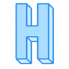 Letter h 3D Font 3D text generator, lettering printable free stencil, font, clip art, template, large alphabet and number design, print, download, diy crafts.