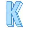 Letter k 3D Font 3D text generator, lettering printable free stencil, font, clip art, template, large alphabet and number design, print, download, diy crafts.