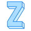 Letter z 3D Font 3D text generator, lettering printable free stencil, font, clip art, template, large alphabet and number design, print, download, diy crafts.