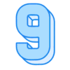 Letter 9 3D Font 3D text generator, lettering printable free stencil, font, clip art, template, large alphabet and number design, print, download, diy crafts.