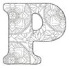 Letter p Adult Coloring pages alphabet and letter coloring sheets printable free stencil, font, clip art, template, large alphabet and number design, print, download, diy crafts.
