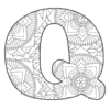 Letter q Adult Coloring pages alphabet and letter coloring sheets printable free stencil, font, clip art, template, large alphabet and number design, print, download, diy crafts.