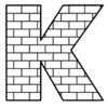 Letter k Brick Font Brick letters printable free stencil, font, clip art, template, large alphabet and number design, print, download, diy crafts.