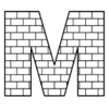 Letter m Brick Font Brick letters printable free stencil, font, clip art, template, large alphabet and number design, print, download, diy crafts.
