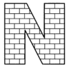 Letter n Brick Font Brick letters printable free stencil, font, clip art, template, large alphabet and number design, print, download, diy crafts.