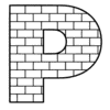 Letter p Brick Font Brick letters printable free stencil, font, clip art, template, large alphabet and number design, print, download, diy crafts.