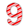 Letter 9 Candy Cane Clipart 3D Christmas font, stripes, lettering  printable free stencil, font, clip art, template, large alphabet and number design, print, download, diy crafts.