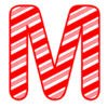 Letter m Candy Cane Font Christmas, stripped, alphabet letter printable free stencil, font, clip art, template, large alphabet and number design, print, download, diy crafts.