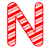 Letter n Candy Cane Font Christmas, stripped, alphabet letter printable free stencil, font, clip art, template, large alphabet and number design, print, download, diy crafts.