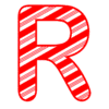 Letter r Candy Cane Font Christmas, stripped, alphabet letter printable free stencil, font, clip art, template, large alphabet and number design, print, download, diy crafts.
