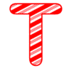 Letter t Candy Cane Font Christmas, stripped, alphabet letter printable free stencil, font, clip art, template, large alphabet and number design, print, download, diy crafts.