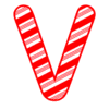 Letter v Candy Cane Font Christmas, stripped, alphabet letter printable free stencil, font, clip art, template, large alphabet and number design, print, download, diy crafts.