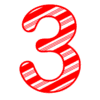 Letter 3 Candy Cane Font Christmas, stripped, alphabet letter printable free stencil, font, clip art, template, large alphabet and number design, print, download, diy crafts.