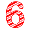 Letter 6 Candy Cane Font Christmas, stripped, alphabet letter printable free stencil, font, clip art, template, large alphabet and number design, print, download, diy crafts.