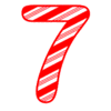 Letter 7 Candy Cane Font Christmas, stripped, alphabet letter printable free stencil, font, clip art, template, large alphabet and number design, print, download, diy crafts.