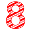 Letter 8 Candy Cane Font Christmas, stripped, alphabet letter printable free stencil, font, clip art, template, large alphabet and number design, print, download, diy crafts.