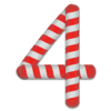 Letter 4 Candy Cane Stripes Christmas, font, alphabet, lettering printable free stencil, font, clip art, template, large alphabet and number design, print, download, diy crafts.